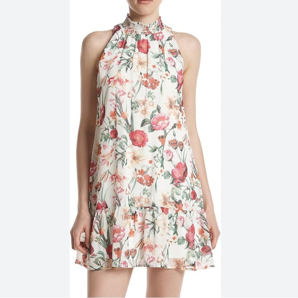 speechless High-Neck Floral Ruffle Dress | M